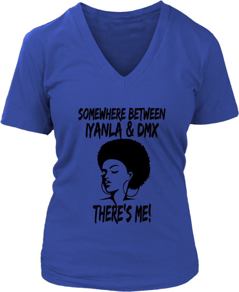 Somewhere Between Iyanla And Dmx V Neck T Shirts - Iceman (ladies) - District Womens V-neck / Royal Blue (1024x1024), Png Download