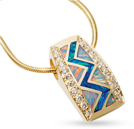 Opal Small River Of Love Pendant With Pavè Diamonds - Pendant (500x500), Png Download