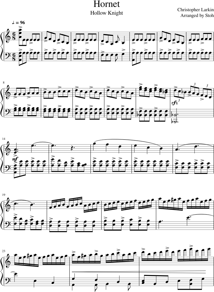 Hornet Sheet Music Composed By Christopher Larkin Arranged - Iziz Cantina (827x1169), Png Download