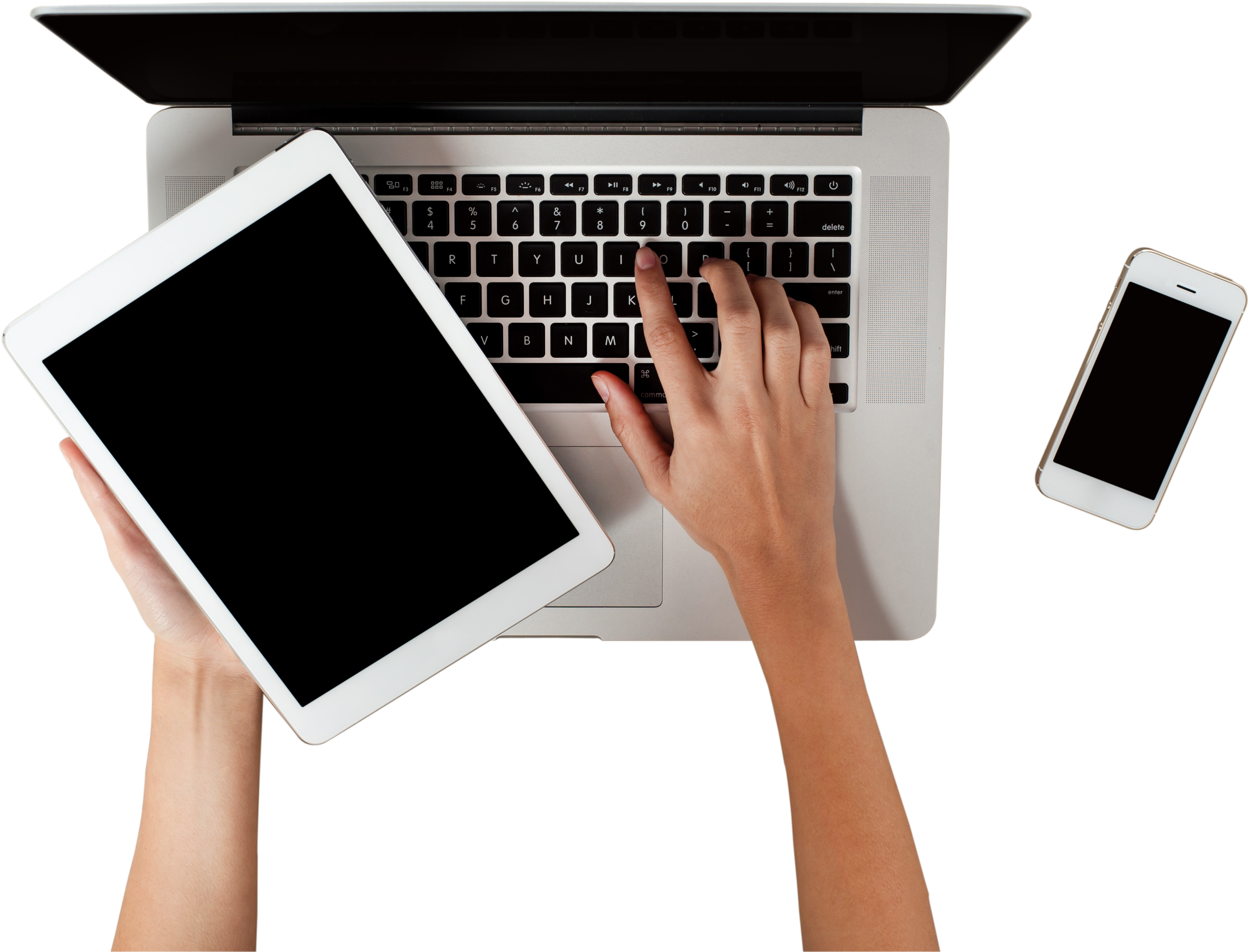 Laptop Royalty-free Png Photo - Laptop With Hand Png (3662x2437), Png Download