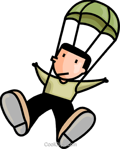 Man Skydiving Royalty Free Vector Clip Art Illustration (386x480), Png Download