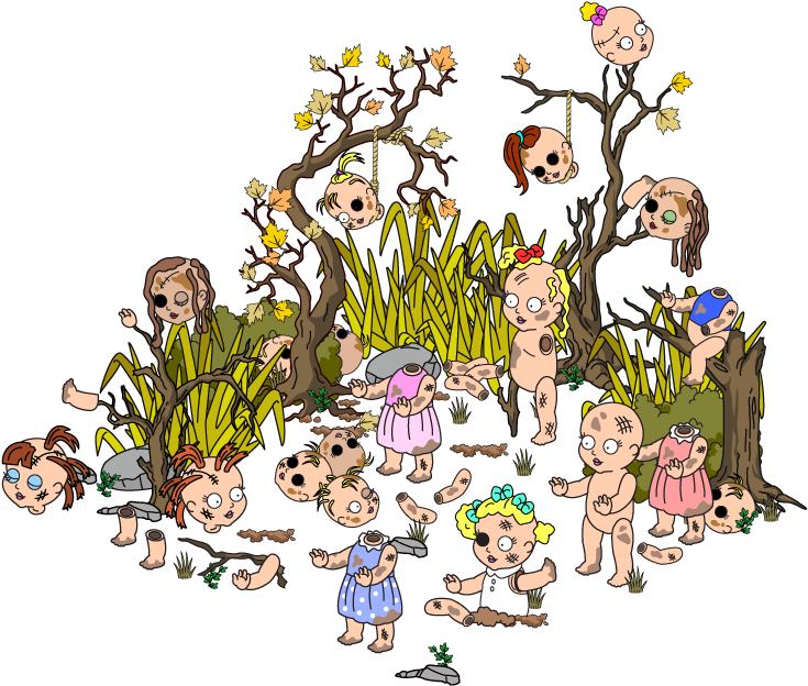 Creepy Doll Village - Design (798x681), Png Download