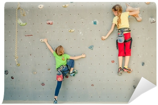Two Little Girls Climbing A Rock Wall Wall Mural • - Climbing People Png (400x400), Png Download