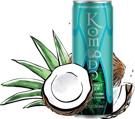 Komodo Energy Drink - Coconut Illustration (608x478), Png Download