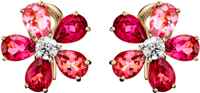 Flowers Stud Earrings Tourmaline In Rose Gold - Flower Stud Earrings Png Renesim (500x500), Png Download
