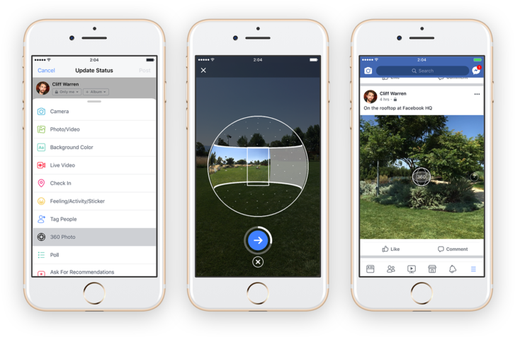 Facebook Now Lets You Take 360 Photos From Within App - Facebook 360 (810x503), Png Download