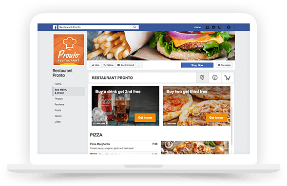 Facebook Menu App With The Tab Opened - Restaurant (589x382), Png Download