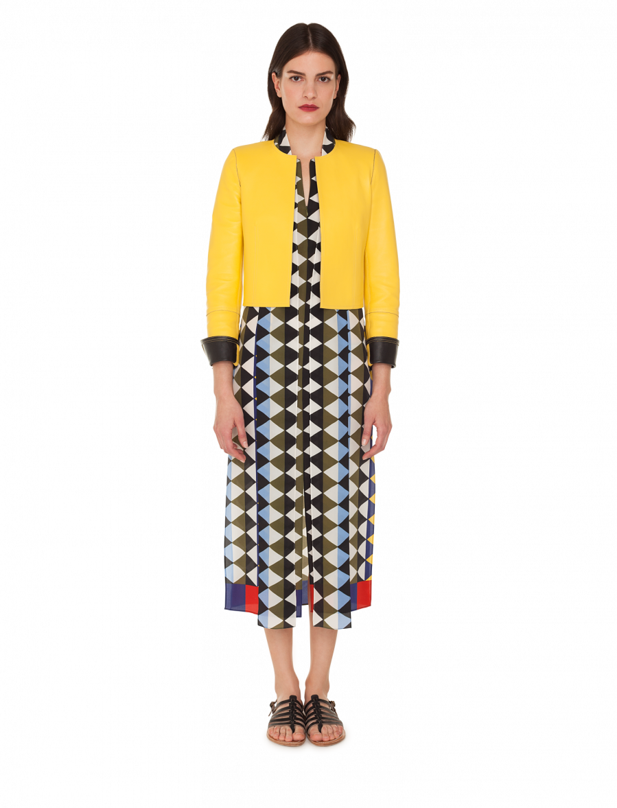 Short Jacket In Lamb Nappa Leather - Polka Dot (899x1177), Png Download