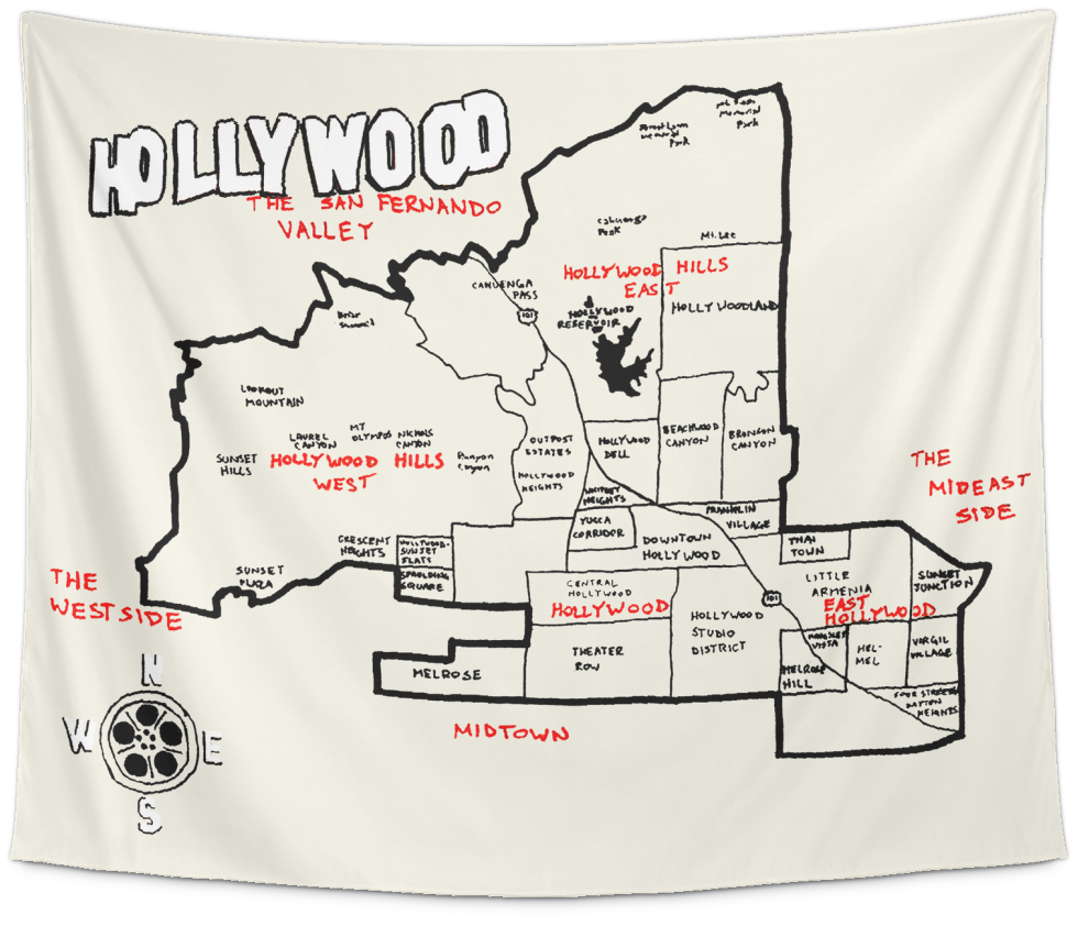 Wall Tapestry / California Republic / Hollywood, Los - California (1024x1024), Png Download