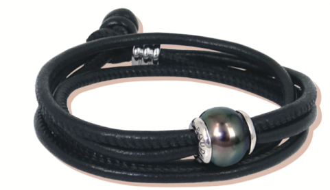 Boudamour- Nappa Leather Cord Bracelet Or Chocker - Tahitian Pearl (480x620), Png Download