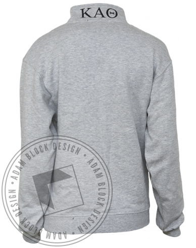 7261 Kappa Alpha Theta Chest Crest Grey Half Zip Back - Long-sleeved T-shirt (388x489), Png Download