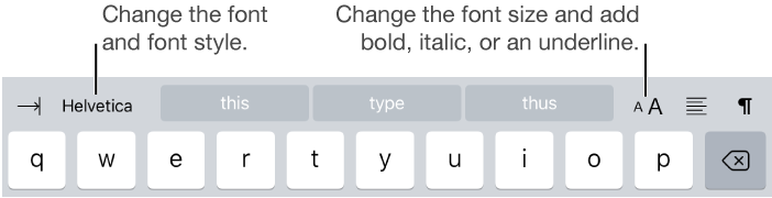 The Text Formatting Buttons Above The Keyboard, Starting - Top Of The Keyboard In Pages (702x180), Png Download