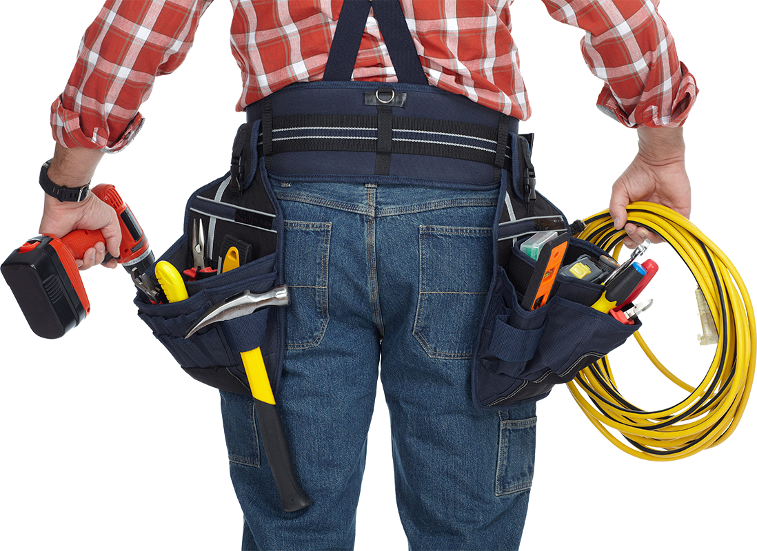 Get In Touch Today To See How We Can Be Of Service - Electrician With Tools (1098x800), Png Download
