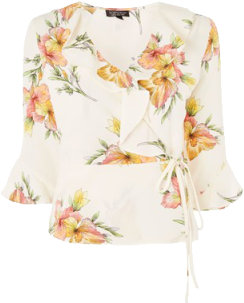 Floral Print Wrap Blouse - Topshop Wrap Floral Blouse Size 10 (400x400), Png Download