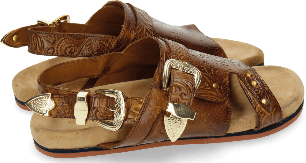 Sandals Helen 2 Floral Print Tan Buckle - Slide Sandal (1024x1024), Png Download