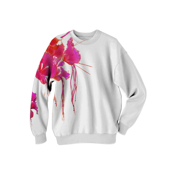 Minimalistic Floral Print Sweatshirt $68 - Orchid (608x621), Png Download