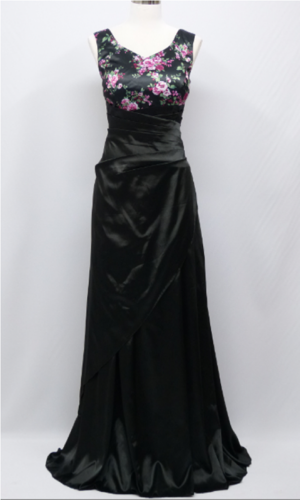 Beautiful Satin Feel Sleek Evening Dress With Floral - Evening Gown (785x1000), Png Download