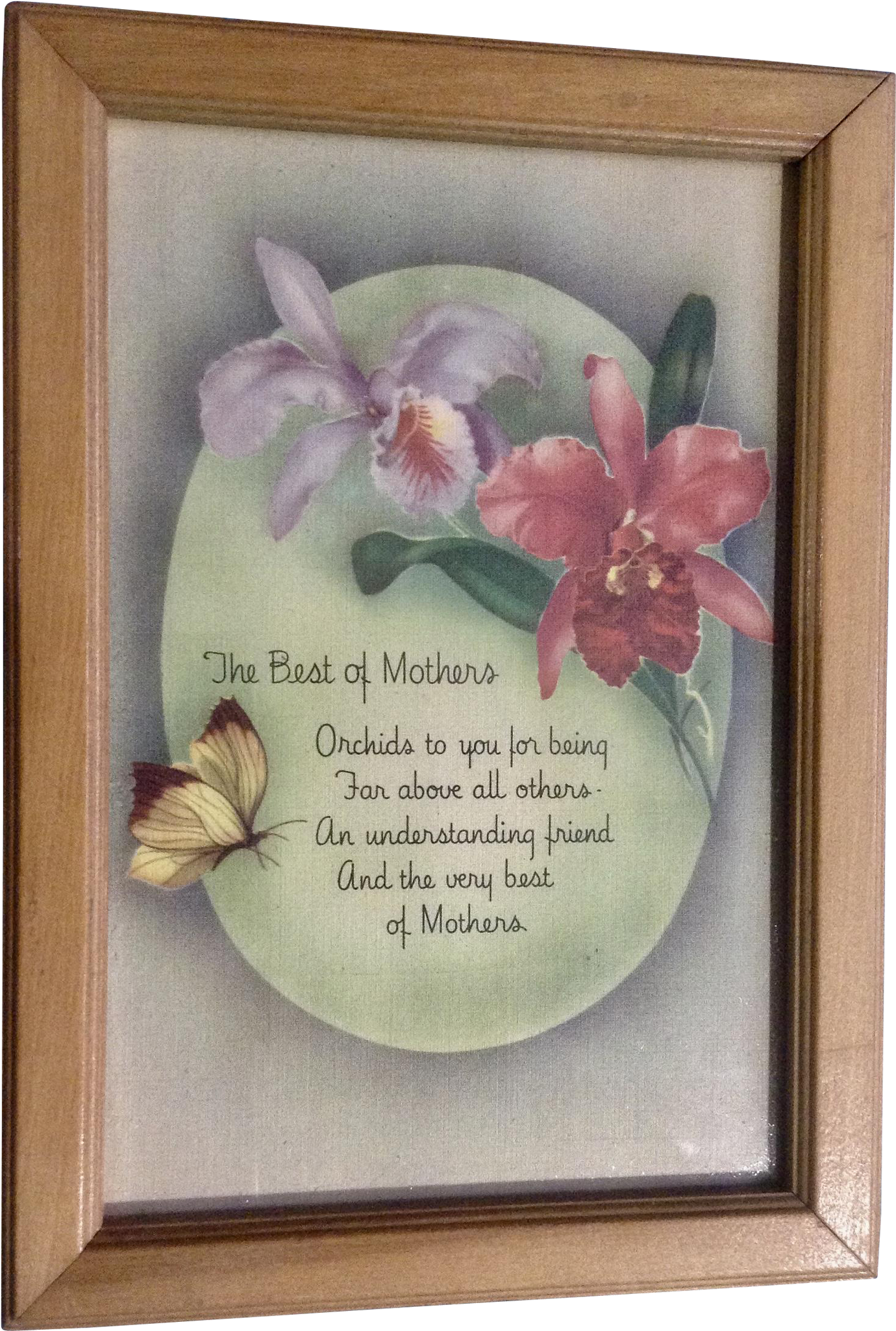 Vintage 1940's Best Of Mothers Poem Floral Print Picture - Moth Orchid (2048x2048), Png Download