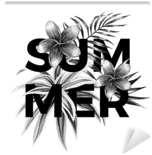 Black And White Floral Print Wall Mural • Pixers® • - Quadro Decorativo - Summer - 417qddm (400x400), Png Download