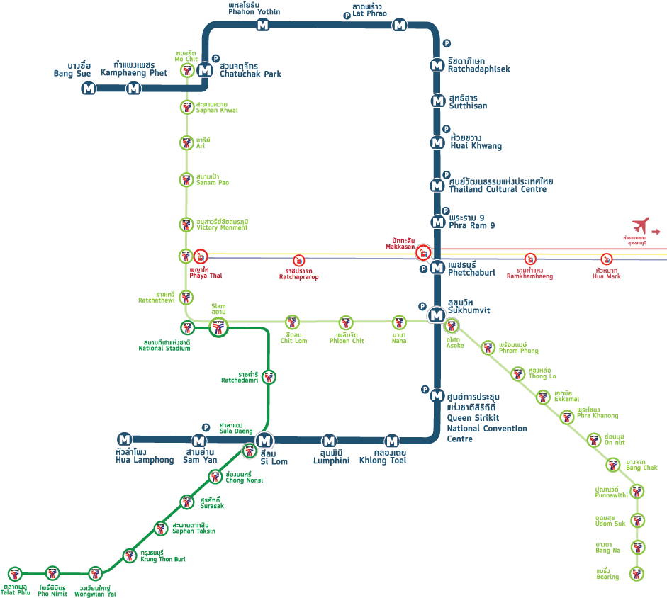 Bangkok Mrt Subway Service Hours - Mrt Blue Line Bangkok (960x960), Png Download