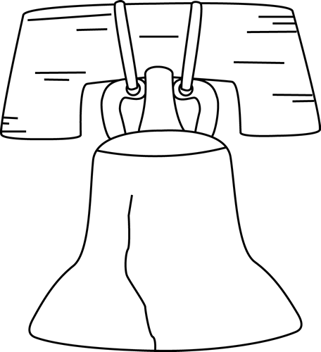 Black And White Liberty Bell Clip Art - Liberty Bell Black And White (456x500), Png Download