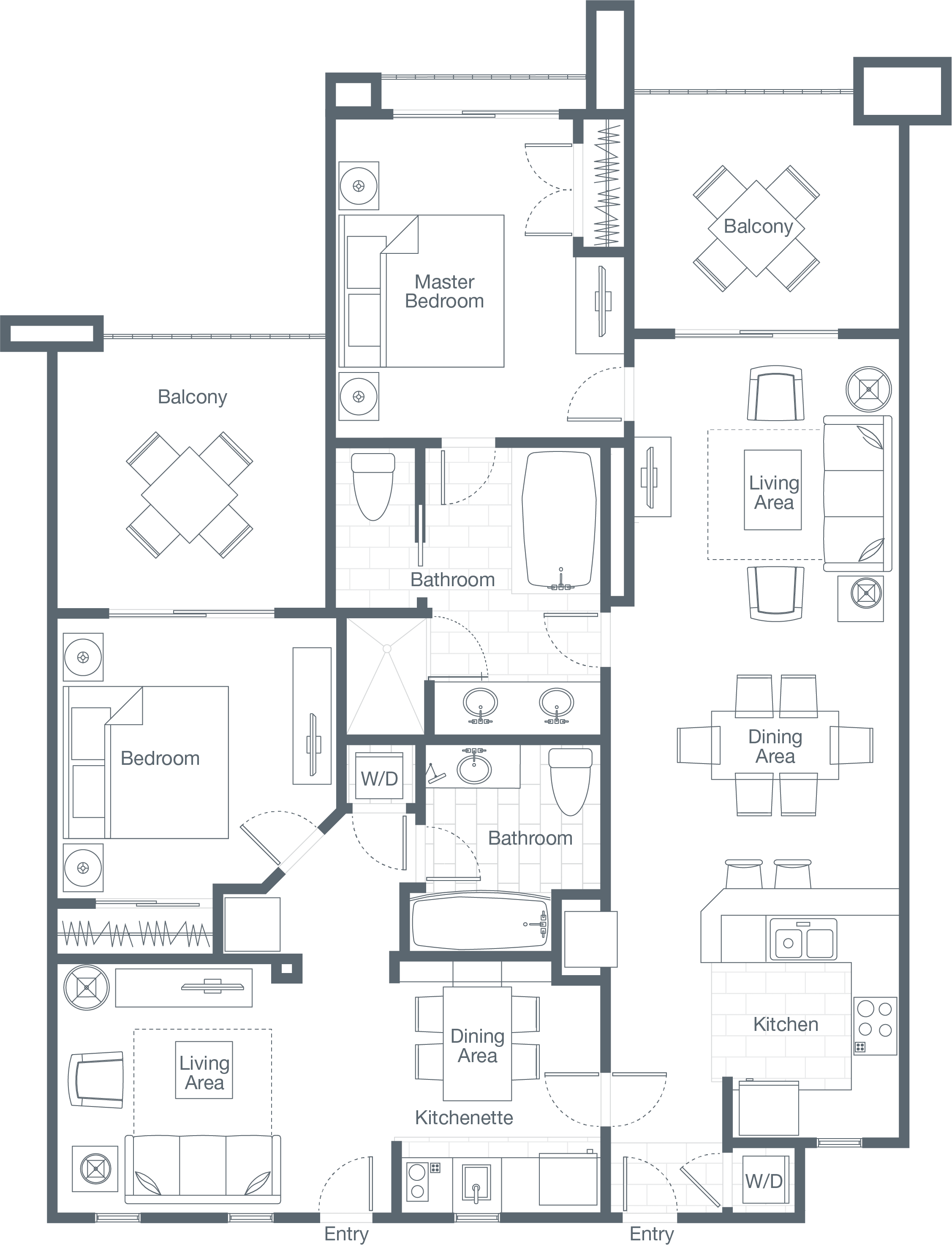 Two-bedroom Lockoff Villa - Westin Desert Willow Villa Rooms (2254x2948), Png Download