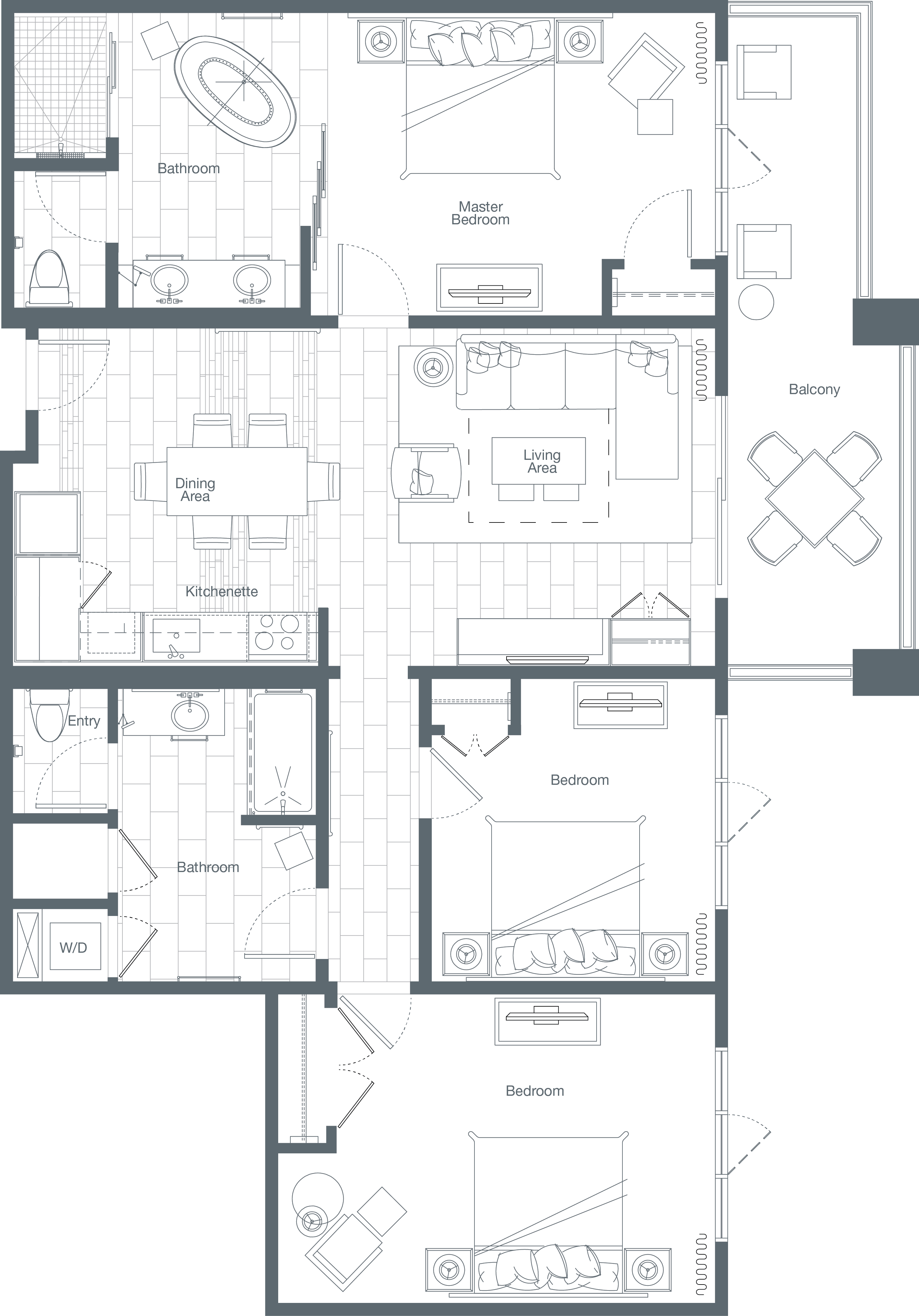 Three-bedroom Villa - Floor Plan (2950x4224), Png Download