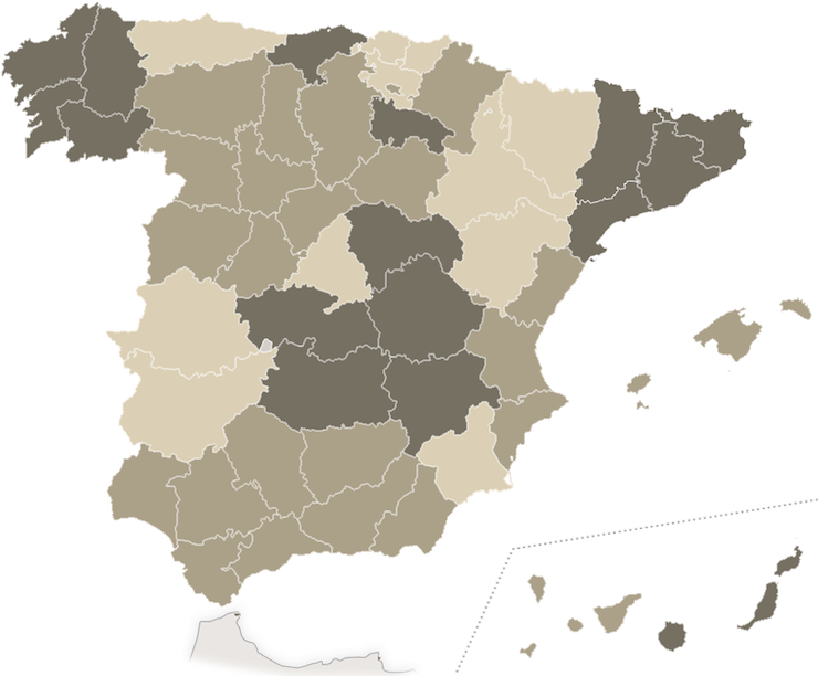 España Mapa Png - Spain Population Density 2017 (740x612), Png Download