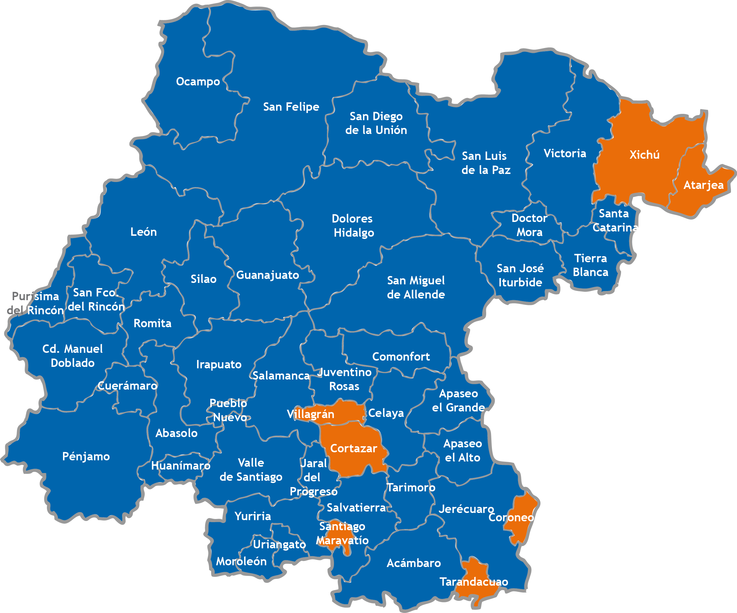 Mapa - Mapa Del Municipio De Tarimoro (2562x2132), Png Download