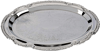 Silver Platter - Small Round Silver Tray (500x398), Png Download