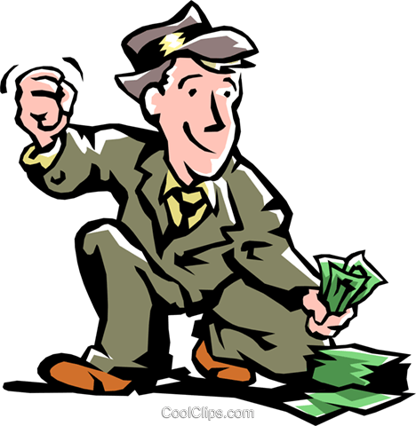 Man Picking Up Money Royalty Free Vector Clip Art Illustration - Betting Person (468x480), Png Download