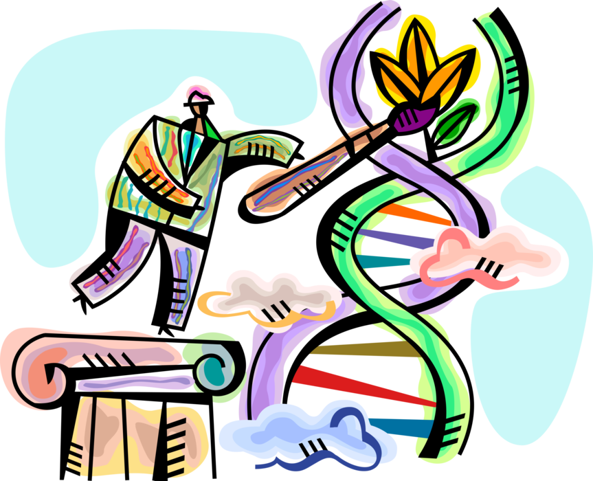 Vector Illustration Of Genetic Engineering Or Dna Modification - Dna (863x700), Png Download