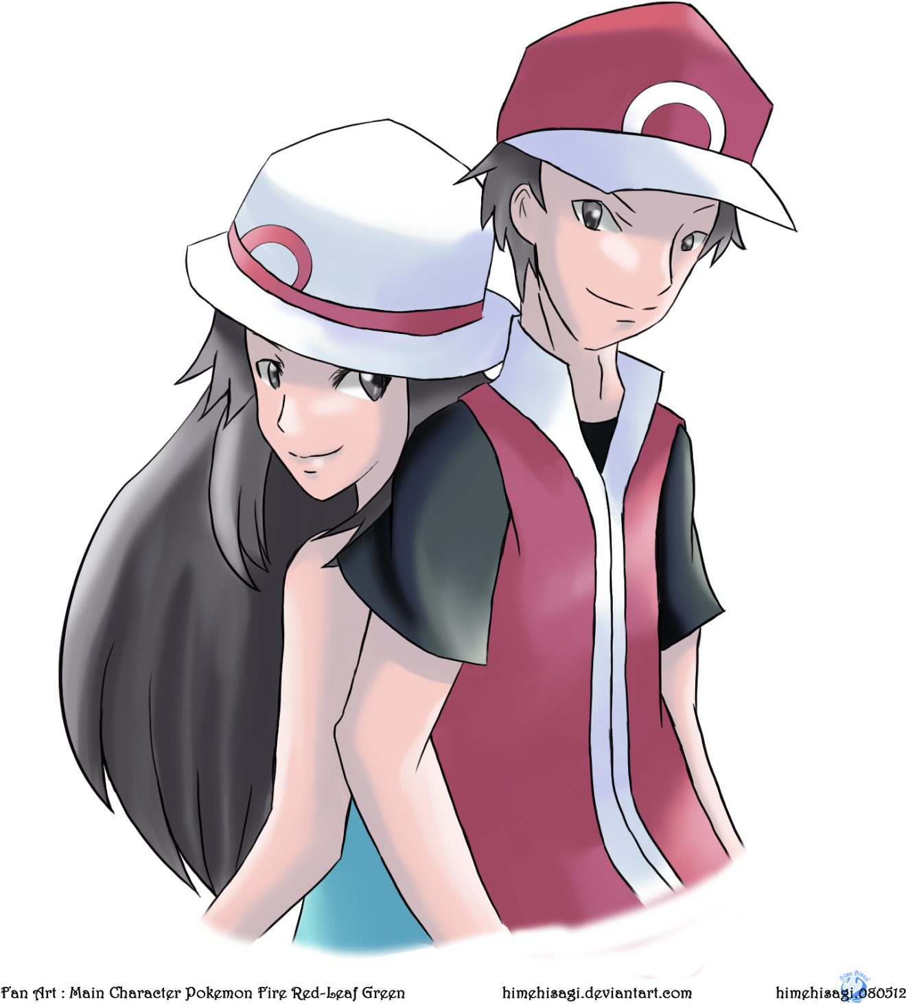 Pokemon Main Character Fan Art - Pokemon Fire And Leaf (1344x1600), Png Download