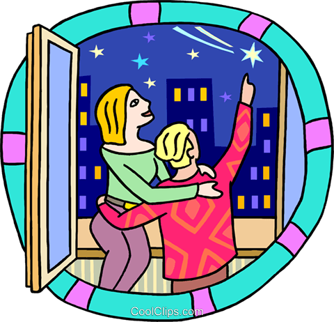 Couple Looking At Shooting Star Royalty Free Vector - Flying Star (480x462), Png Download