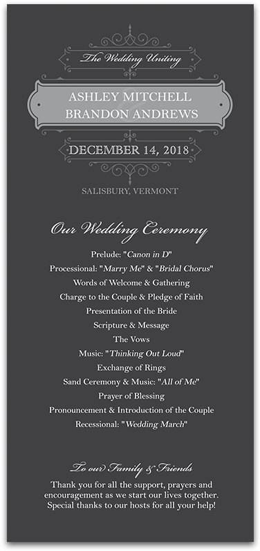 Vintage Scrolls Charcoal Wedding Order Of Service - Wedding (900x900), Png Download