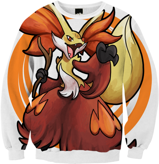 Delphox Sweatshirt $85 - Cartoon (558x588), Png Download