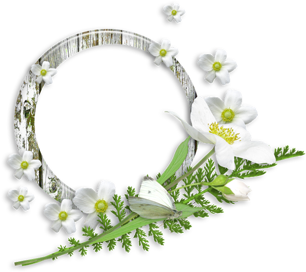 Máscara Moldura Redonda E Flores Para Fazer Montag - Flores Molduras Com Flores Redondas (740x589), Png Download