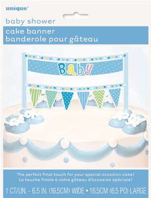 Baby Shower Blue Cake Topper Banner - Blue Polka Dots Baby Shower Cake Banner (400x400), Png Download