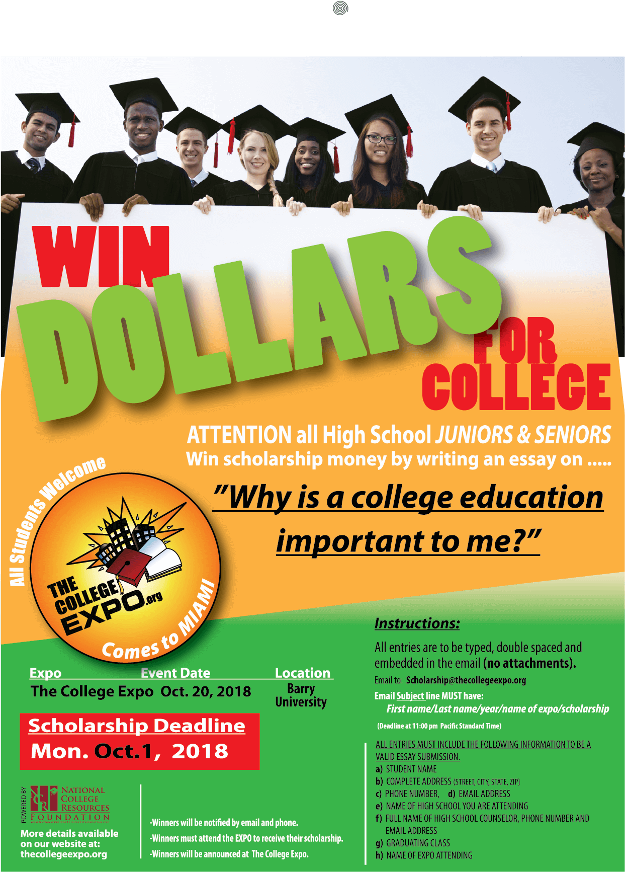 Miami College Expo Png Scholarships Flyer - Private Scholarship Announcement Flyer (1888x1765), Png Download