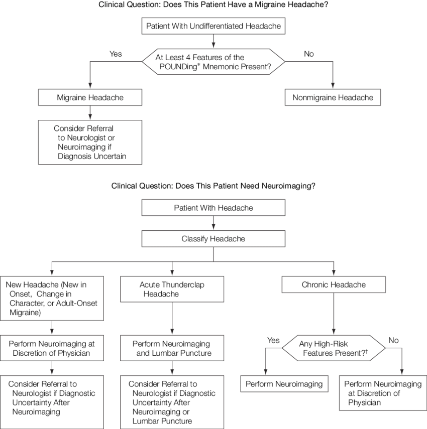Suggested Algorithm For The Approach To Headache - Headache (850x855), Png Download