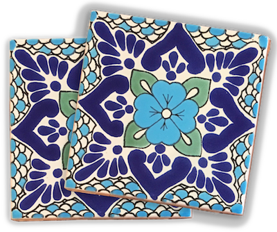 Ceramic Tile Coasters - Floral Design (400x334), Png Download