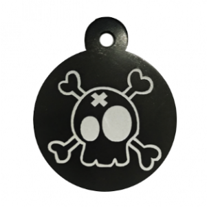 Placa De Identificación Grabable Círculo Negro Grande - Calavera (300x400), Png Download