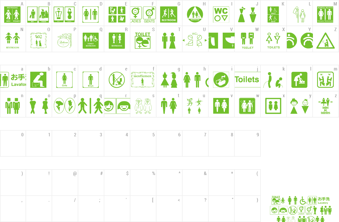 Font Restroom Signs Tfb Preview - Adesivi Per Toilette (1300x850), Png Download