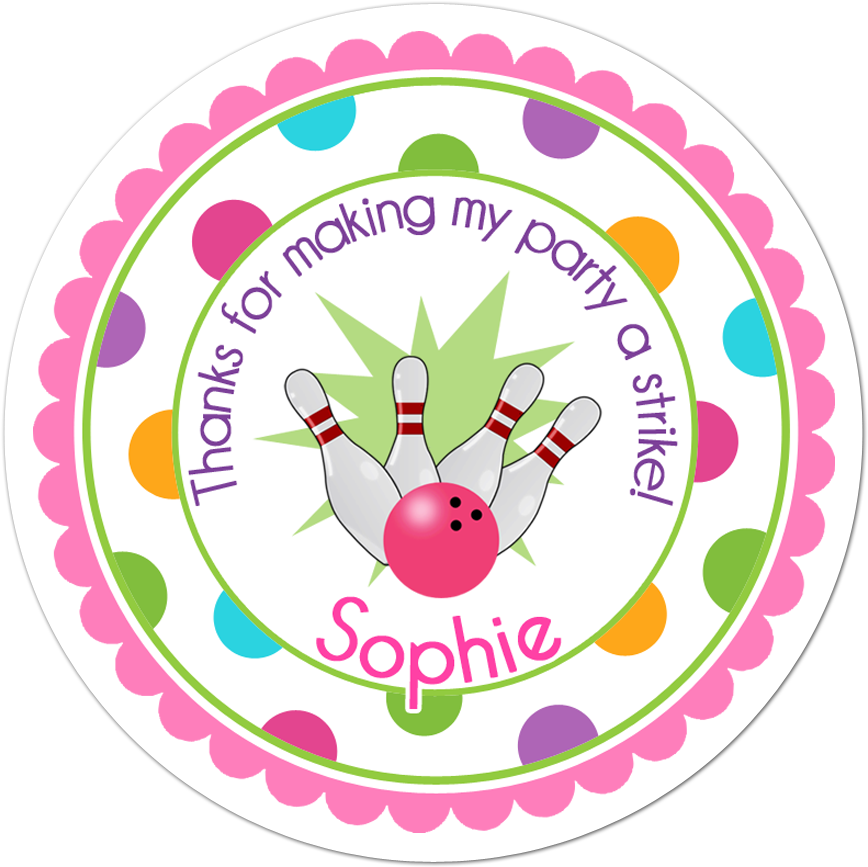 Bowling Wide Polka Dot Border Personalized Sticker - Circle (1000x1000), Png Download