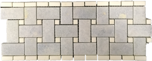 Blue Celeste Basketweave Border/corner With 3/8" White - Blue (640x269), Png Download