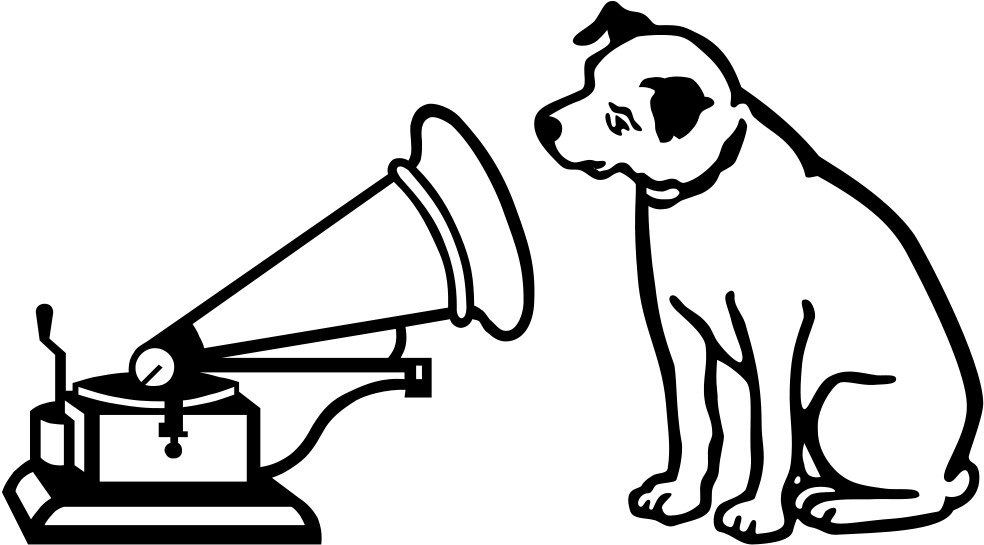 Hmv Logo Dog - Rca Dog Png (1000x560), Png Download