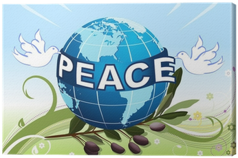 Cuadro En Lienzo Paz Del Vector De La Tierra Con Las - Palomas Blancas De La Paz (400x400), Png Download