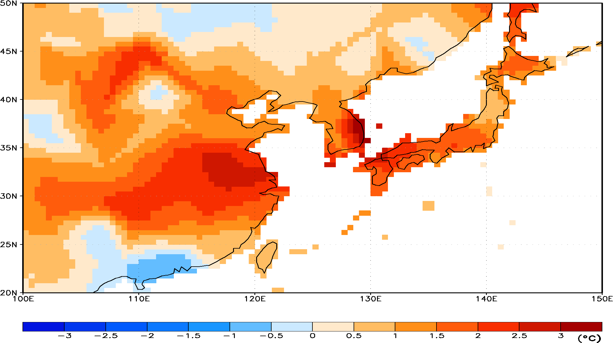 Distribution Of Surface Air Temperature Anomalies During - Temperature In East Asia (2133x1200), Png Download