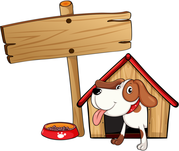 Bordure -animaux - Dog Inside Dog House Cartoon (600x507), Png Download