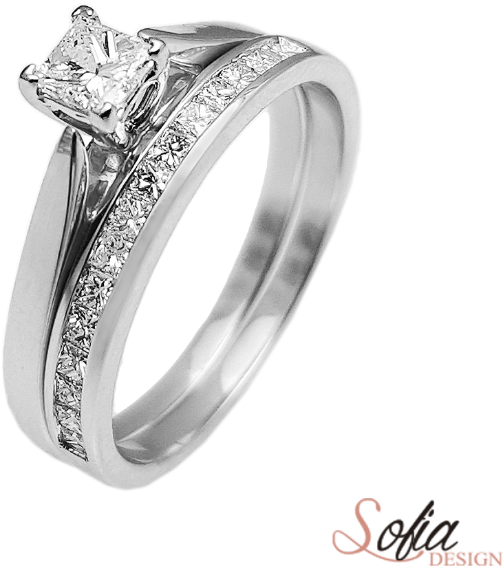 Set De Anillos Con Diamantes En Oro Blanco 10kt - Gold (1000x1000), Png Download